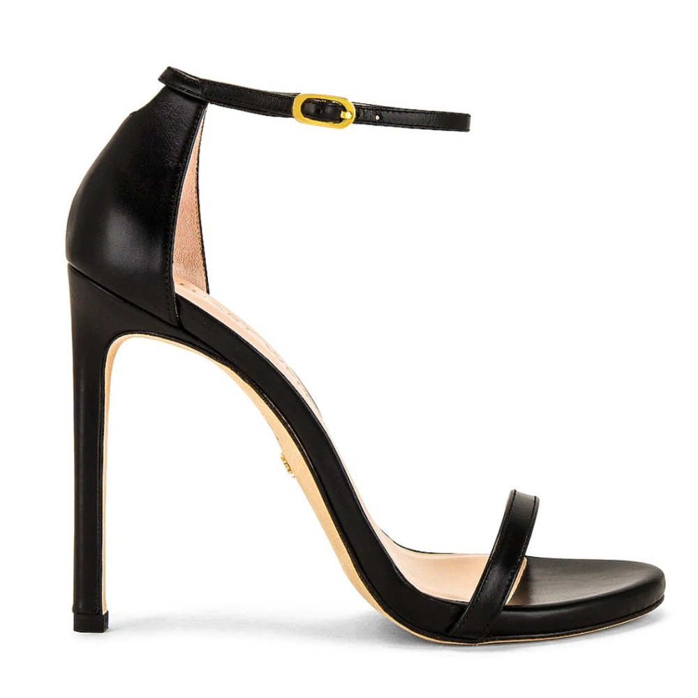 NWT! Stuart Weitzman Nudist Black Leather Strappy Sandal